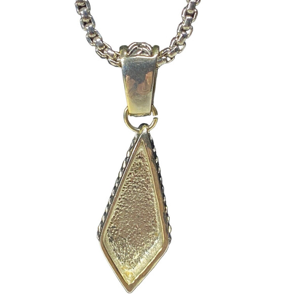 Black Enameled Textured Panel Chevron-Style Chain /Marcasite drop MCM Necklaces - Picture 7 of 11